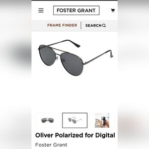 NWT Foster Grant Mens Black Aviator Polarized Sunglasses